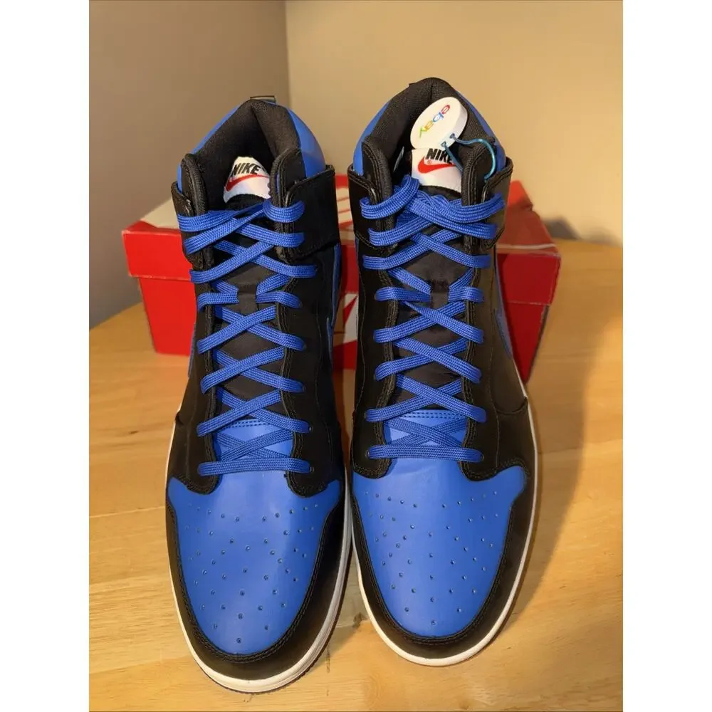 Size 14 - Nike Dunk High Black - Royal COMFORT 317982-049 Damaged Box Dead Stock